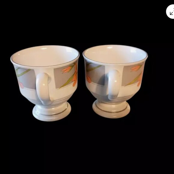 2 Sango Footed Ceramic Coffee Tea Cup Mug Floral Memories 378 Cherish from Korea - Picture 6 of 12